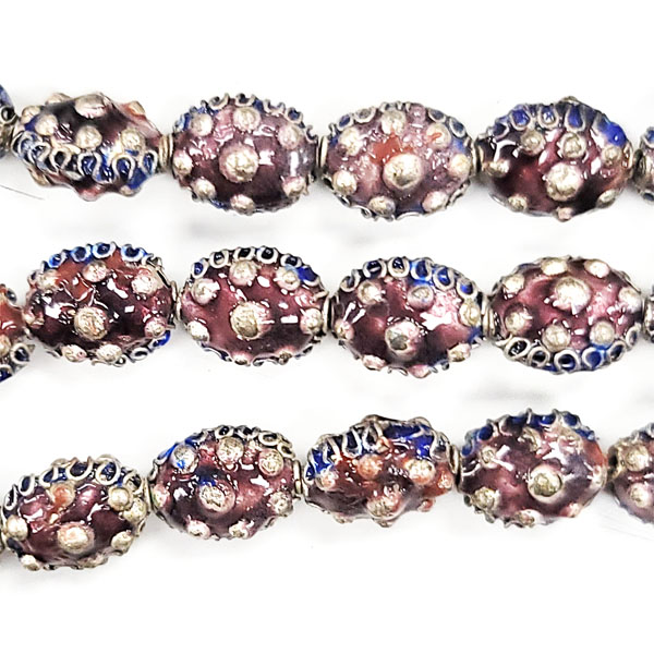 ENAMEL FLAT OVAL 8X12MM PURPLE